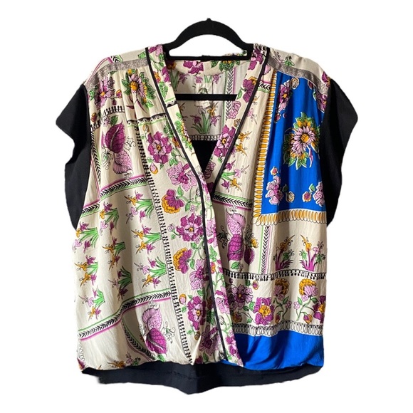 Tiny | Cara Floral Color Block Faux Wrap Top - Picture 2 of 13